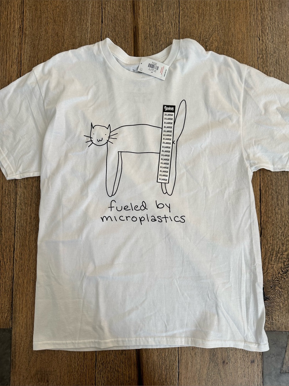 FAUTBARB "Fueled by Microplastics" Cat Graphic T-Shirt